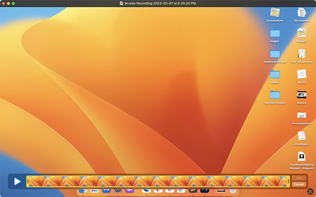 trim markers macos screen record