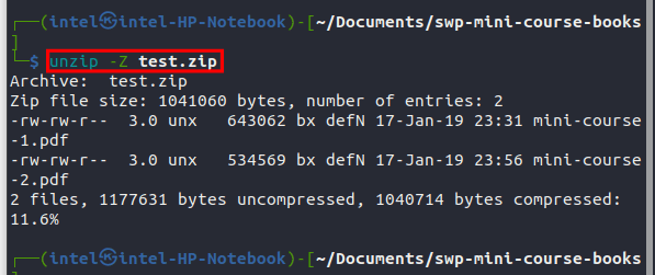 So Komprimieren Und Entpacken Sie Dateien Unter Linux (Anleitung) 22 Zeigen Sie Informationen Zu Einer Zip-Datei Mit Dem Befehl „Unzip“ Im Linux-Terminal An