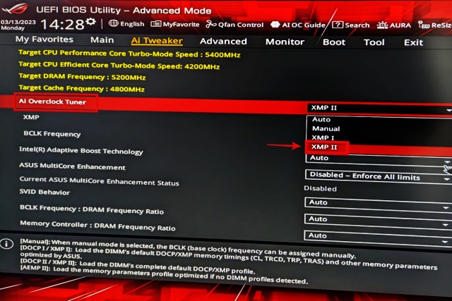 xmp option in asus motherboard