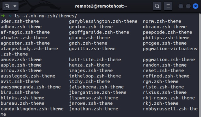 viewing buillt-in themes for zsh