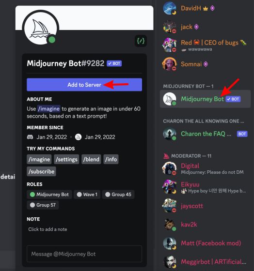 Add the Midjourney Bot to Your Server