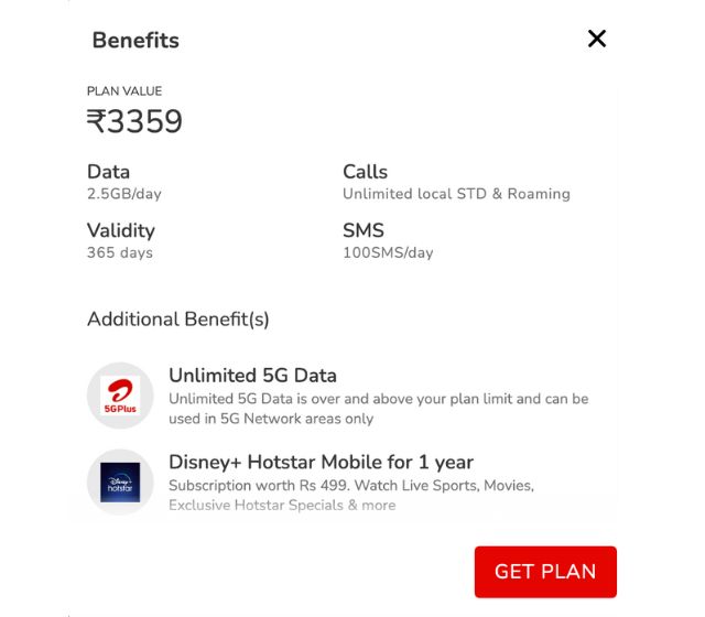 Airtel 5G Unlimited Rs 3359 Plan