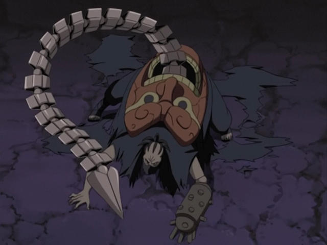 An image of Sasori in Hiruko form in Naruto.