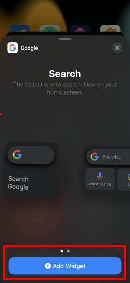 Add the Google Search Widget on iOS