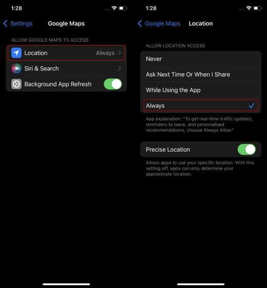 Change the Status of Location Services Permission