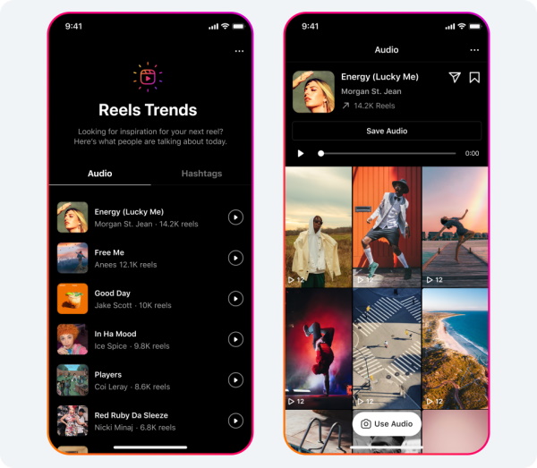 Instagram Reels Trends section