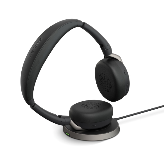 Jabra Evolve2 65 Flex On Charging Stand LB Large CMYK | Jabra Launches New Audio Products for Hybrid Work Professionals | The Paradise