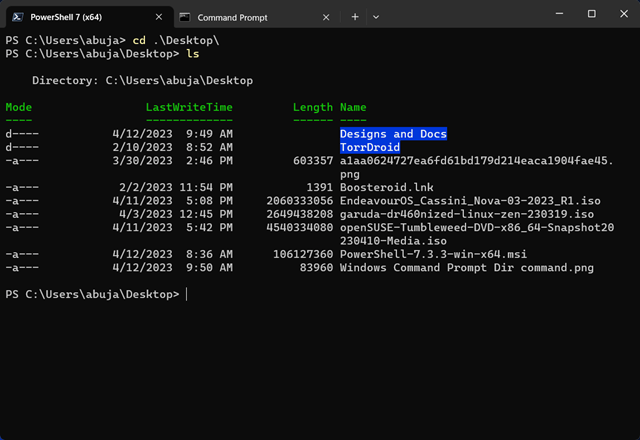 Powershell ls command