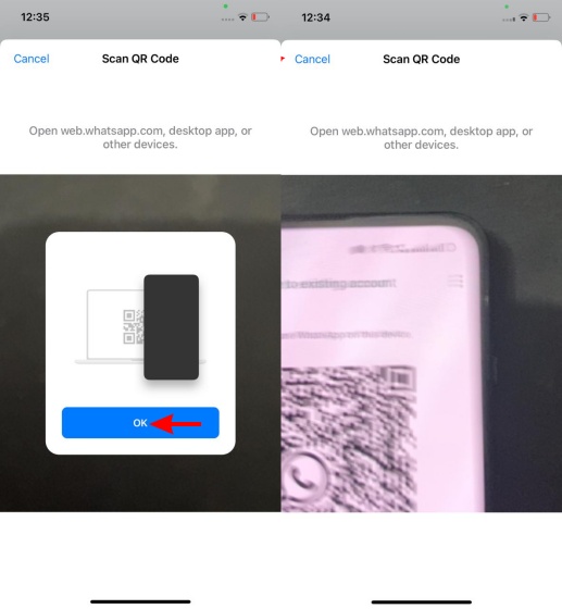 Scan QR code whatsapp on two phones