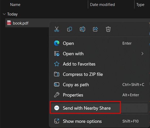 context menu