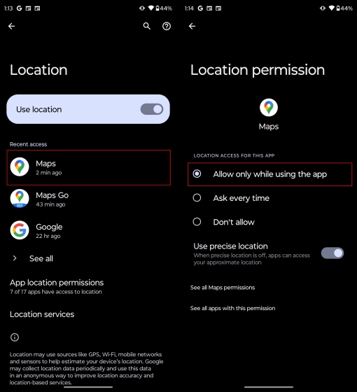 Change the Status of Location Services Permission