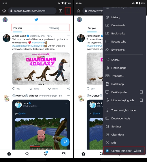 Disable the Twitter "For You" tab on Android