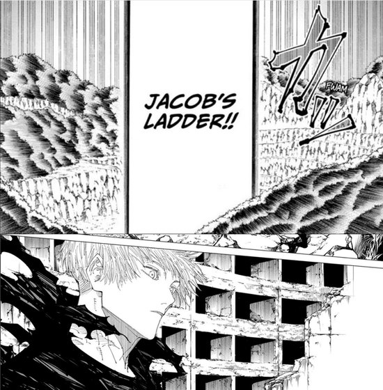 Une Image De La Technique De L'Ange Maudit Et Du Gojo - Jjk Chapitre 221 - Jujutsu Kaisen 