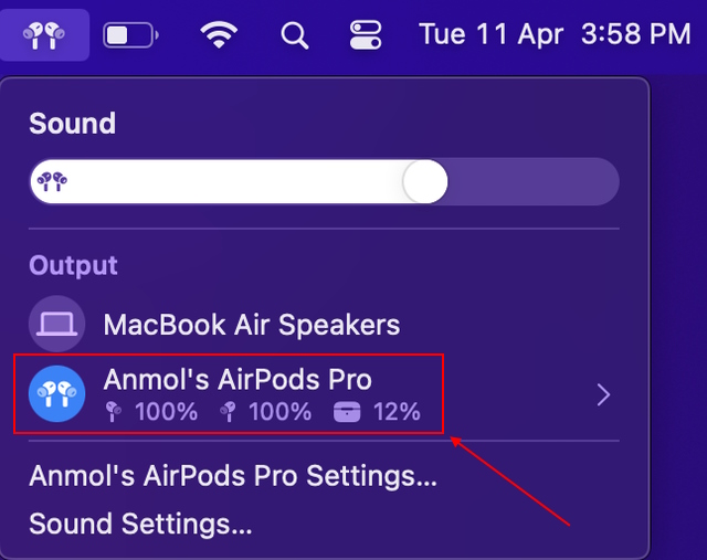 check AirPods battery on Mac