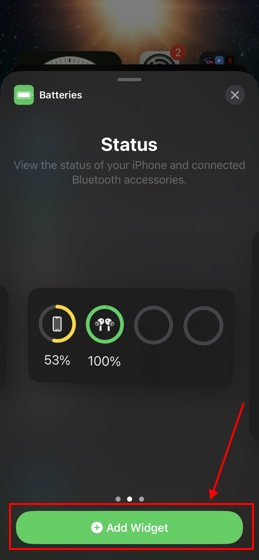 check AirPods battery via widget