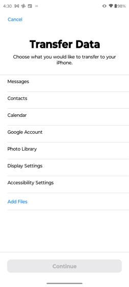 Transfer Android contacts to iPhone