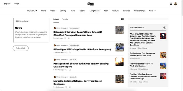 Digg Interface