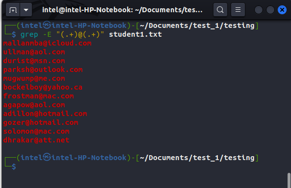 using regular expression to filter email IDs with the grep command