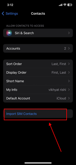 import SIM contacts