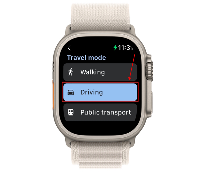 How To Use Google Maps On Apple Watch 2024 Beebom   Set Travel Mode 1 