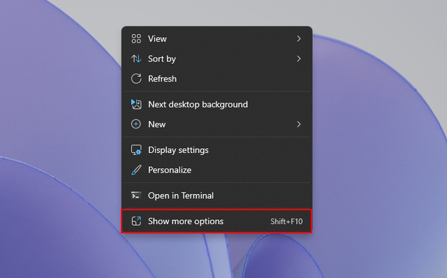 show more options - windows 11