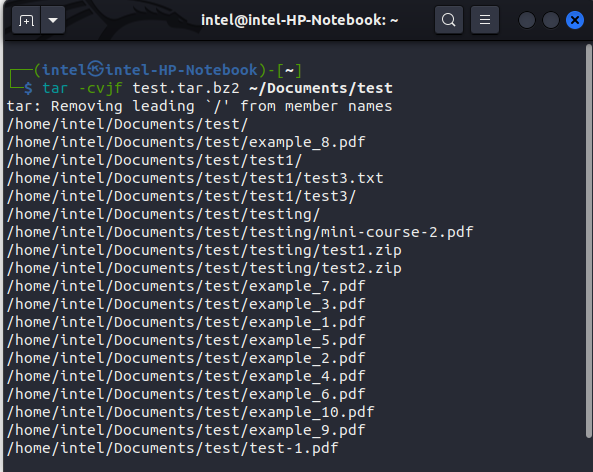 how to open tar file linux command