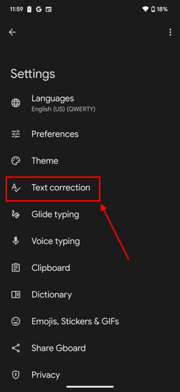 turn off autocorrect on android