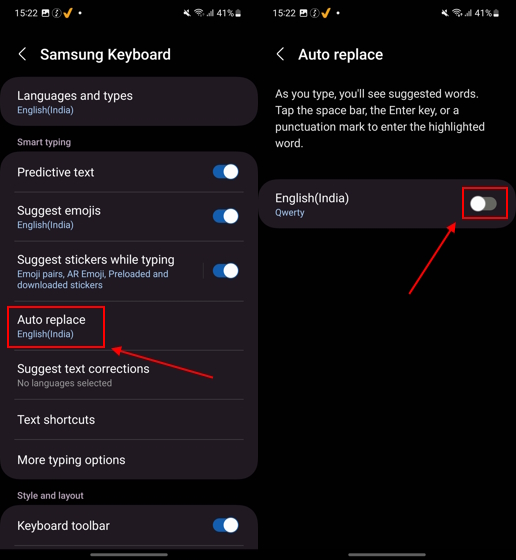 Turn off autocorrect on Samsung