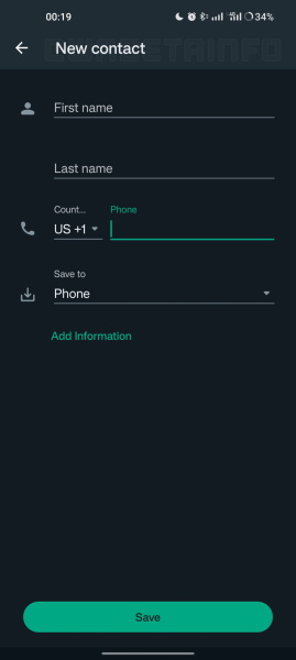 WhatsApp for Android save contacts directly