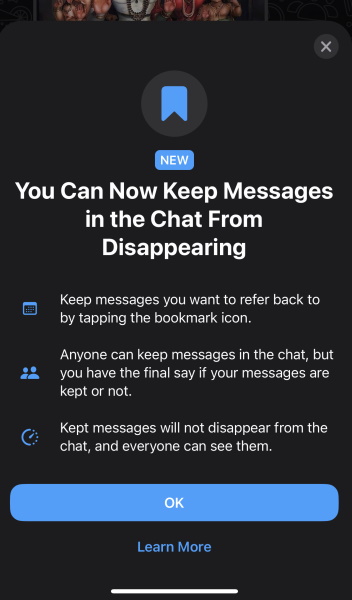 WhatsApp Keep in Chat feature