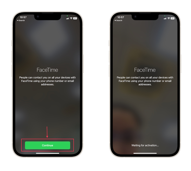 Activate FaceTime from the App