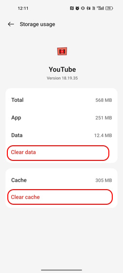 Löschen Sie Daten und Cache auf Android, um den eingeschränkten Modus auf YouTube zu deaktivieren
