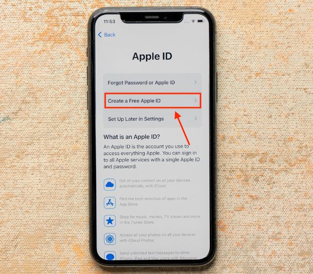 create new apple id for existing iphone