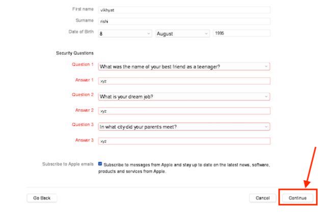 ipod touch can't create apple id