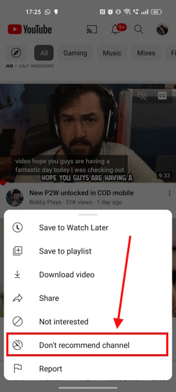How to Block a YouTube Channel on Android and iPhone Step 2