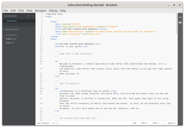 Brackets editor
