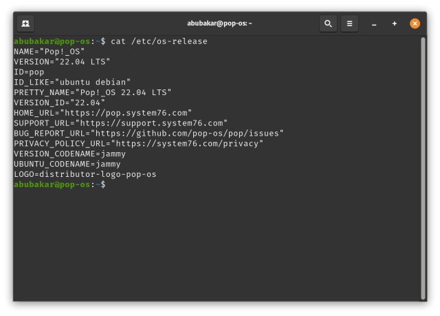 Cat command os-release linux