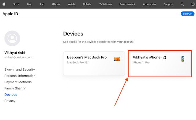 iPhone IMEI via Apple ID