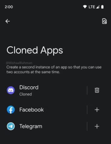 Cloned apps Android 14