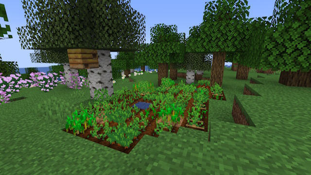 Planted crops in the flower forest biome
