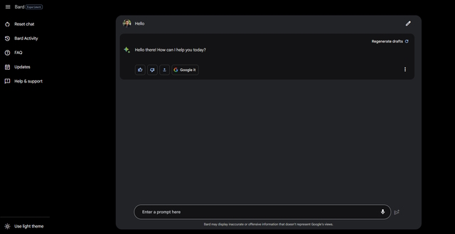 dark mode google bard