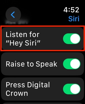 Enable Siri on Apple Watch