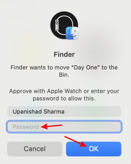 Enter password to delete mac app 