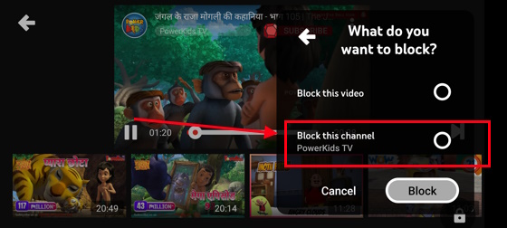 Block this channel option