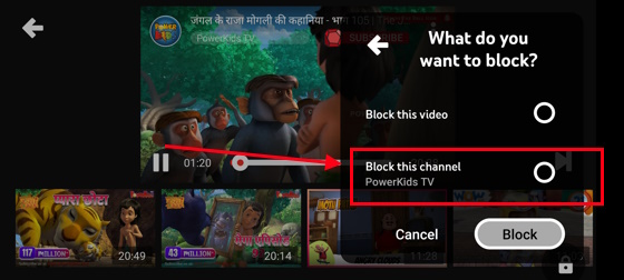 Block this channel option