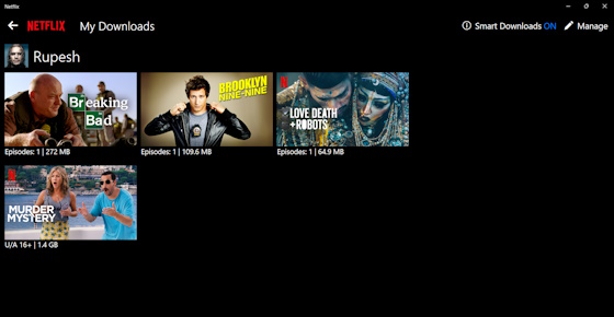 PC 版 Netflix でのダウンロード