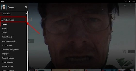Windows 用 Netflix アプリの「マイ ダウンロード」セクション。