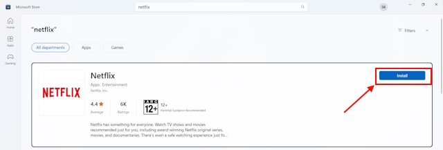 Windows ストアで Netflix アプリをインストールします。