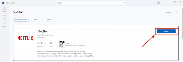 Install Netflix app on Windows Store