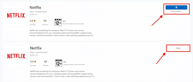 Download and Open Netflix app on Windows store